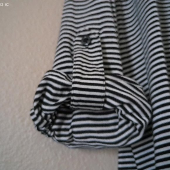 Black & White Striped Button Cardigan SZ XL by Lauren Ralph Lauren - Picture 5 of 8